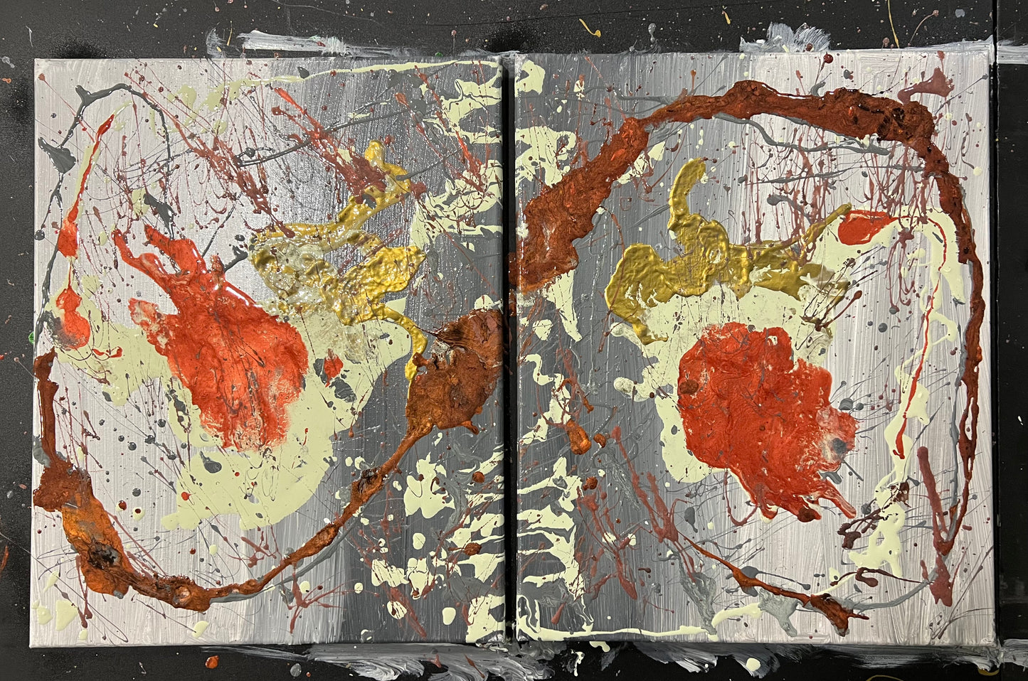 “Ebb & Flow” 2 Piece Splatter Painting