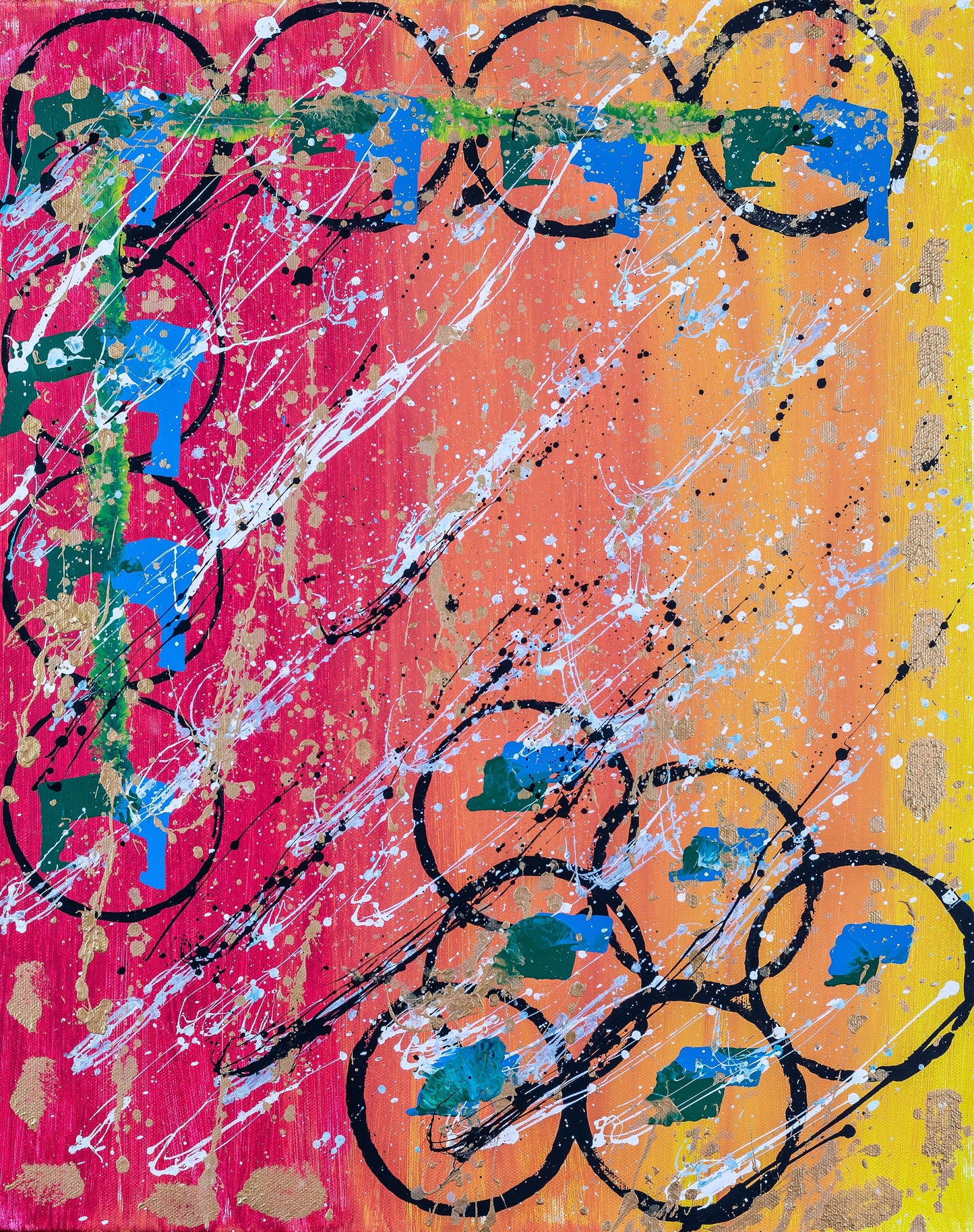 "SUN & CIRCLES" ORIGINAL SPLATTER PAINTING
