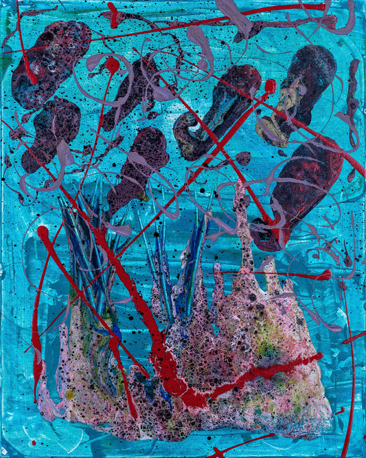 "AQUA LIFE" ORIGINAL SPLATTER PAINTING