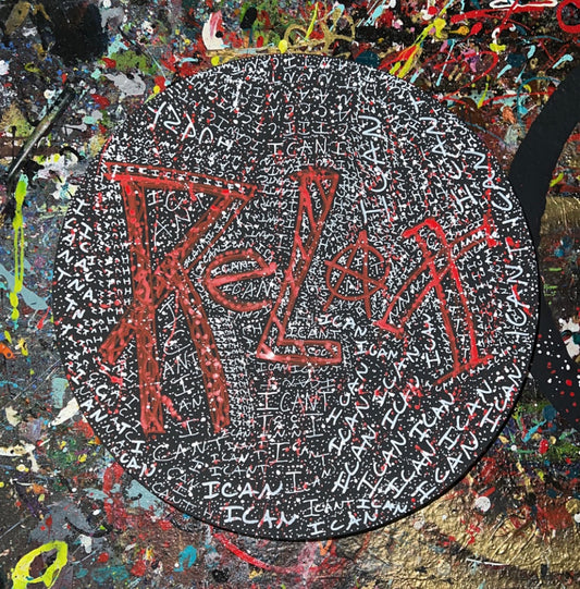 “ICANICANT” CUSTOM CIRCLE RESIN SPLATTER!
